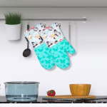 Kitchen Silicone Printed Cotton Oven Mitts04